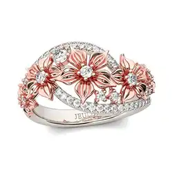 Une image de 💍💐 Les Bagues de Fiançailles en Argent Sterling Bicolore et Floral Or Rose pour les Gémeaux 💐💍